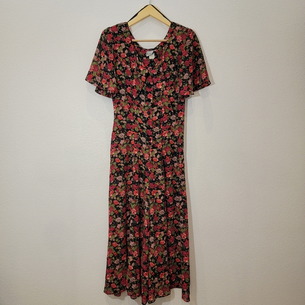 Vintage 80s/90s Breakin' Loose Floral Button-Front Jumpsuit | Made in USA | Size